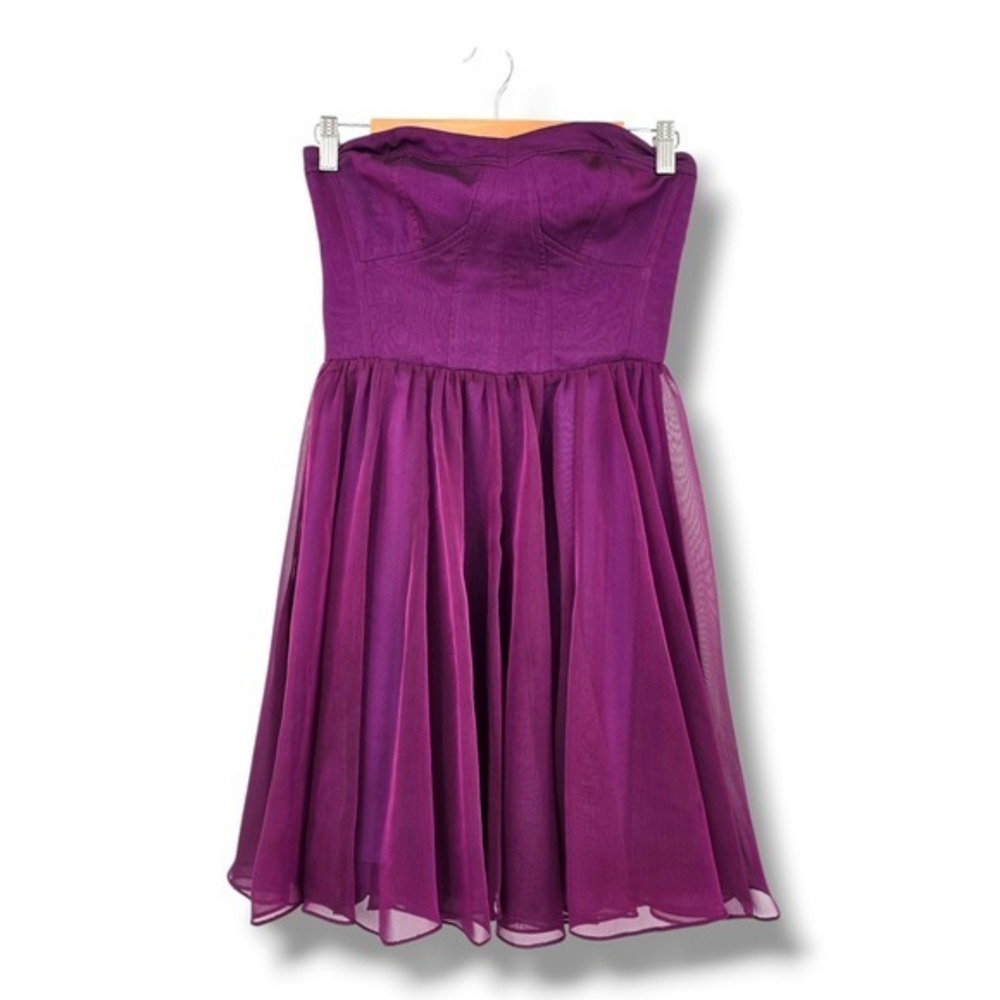 Guess Los Angeles Strapless Party Dress‎ Purple Sweetheart Fit Flare Size 4